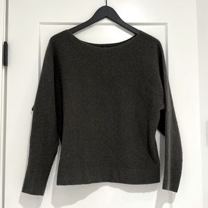 Naadam cashmere boat neck sweater in forest green.